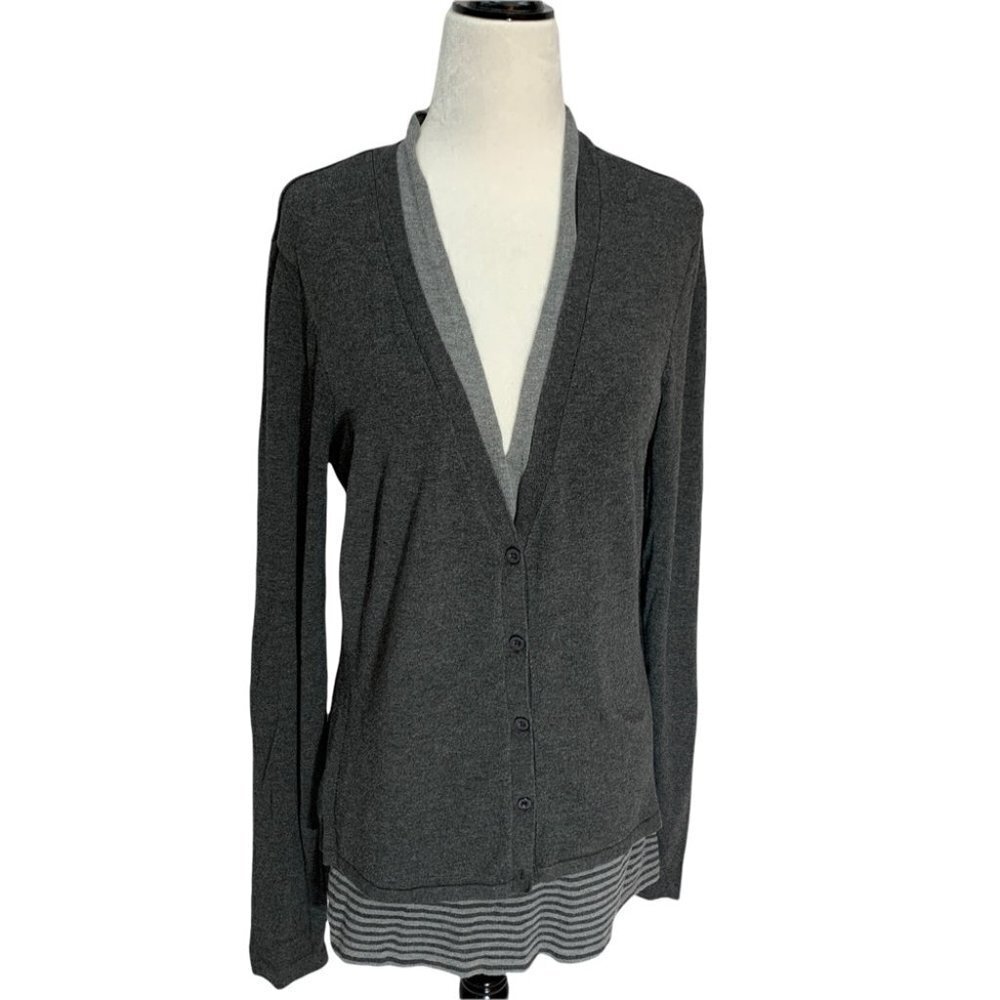 𝅺point Zero Grey V Neck Long Cardigan Size M